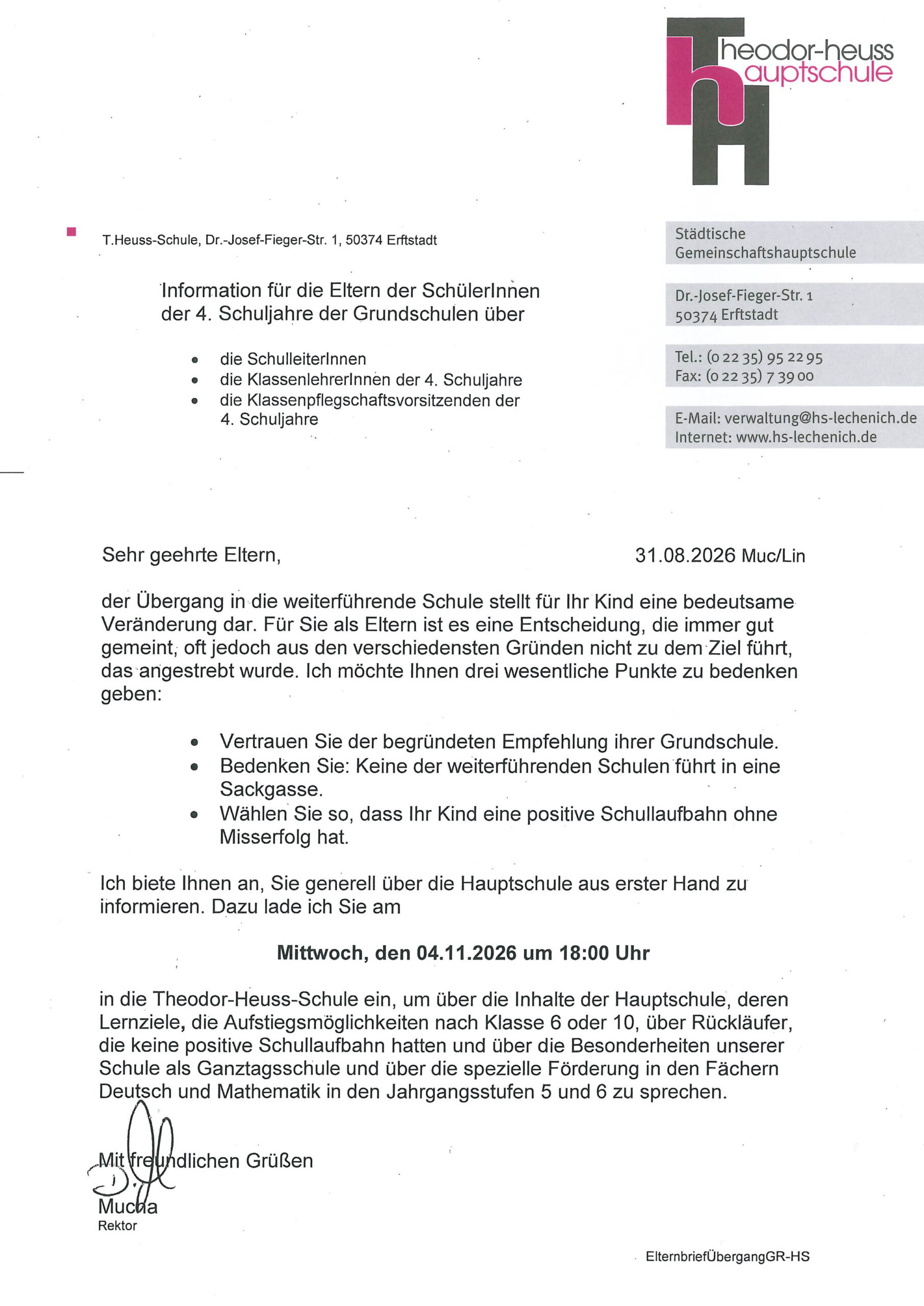 Informationsabend Übergang von der Grundschule0926